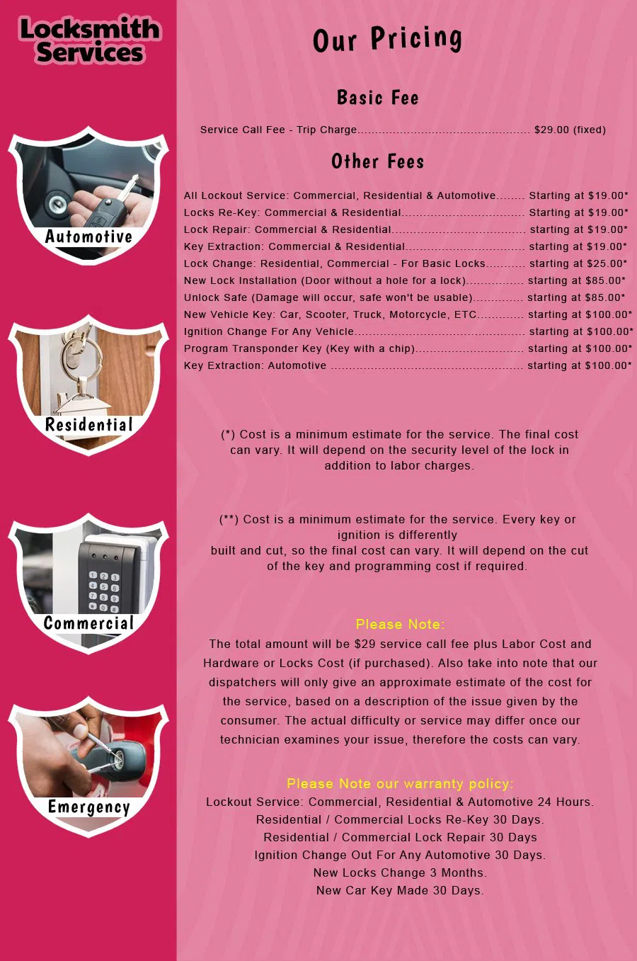 South River NJ Locksmith Store South River, NJ 732-707-5973 - price-list-c-18